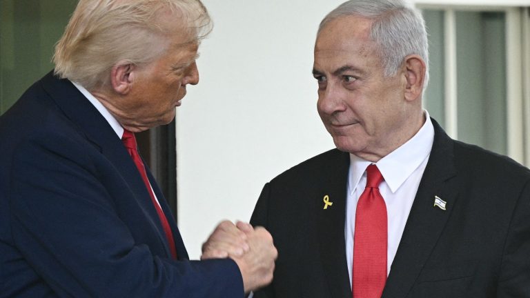 US20President20Donald20Trump20shakes20hands20with20Israeli20Prime20Minister20Benjamin20Netanyahu20as20Netanyahu20departs20the20White20House20in20Washington2C20DC2C20on20April2072C202025-afp